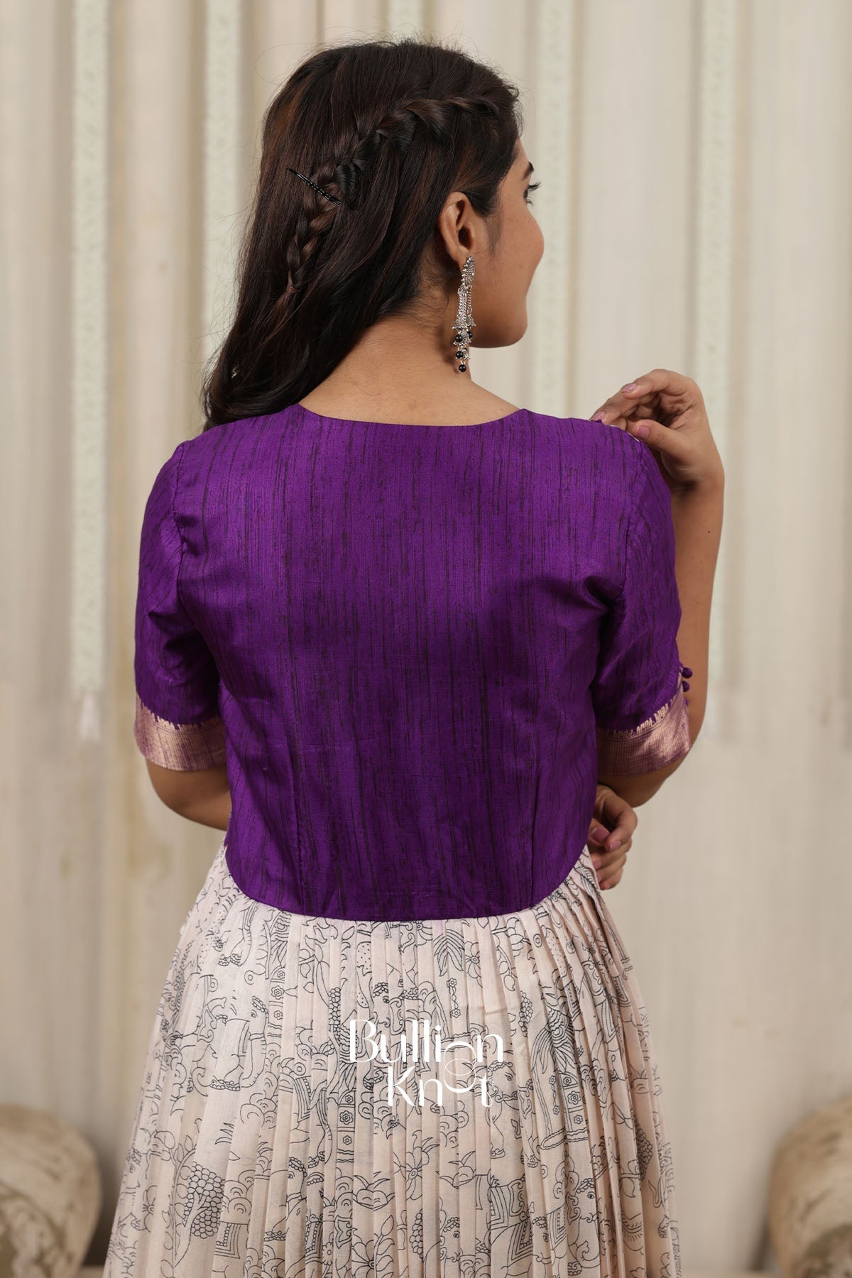 Ratnamala Purple White Pattu Gown