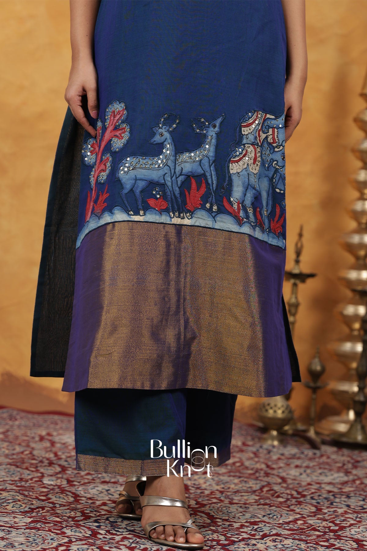 Bhavini Handloom kalamkari Blue Kurta Set