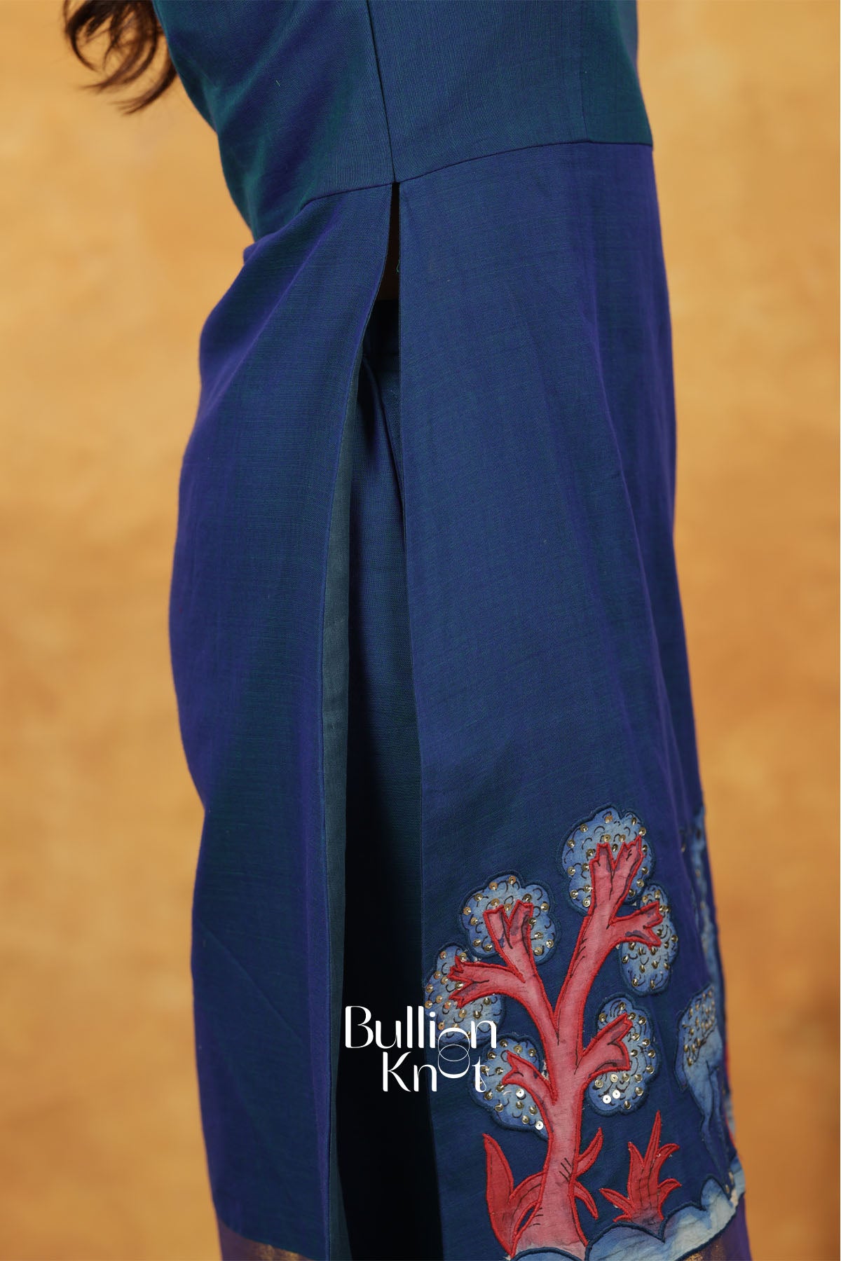 Bhavini Handloom kalamkari Blue Kurta Set