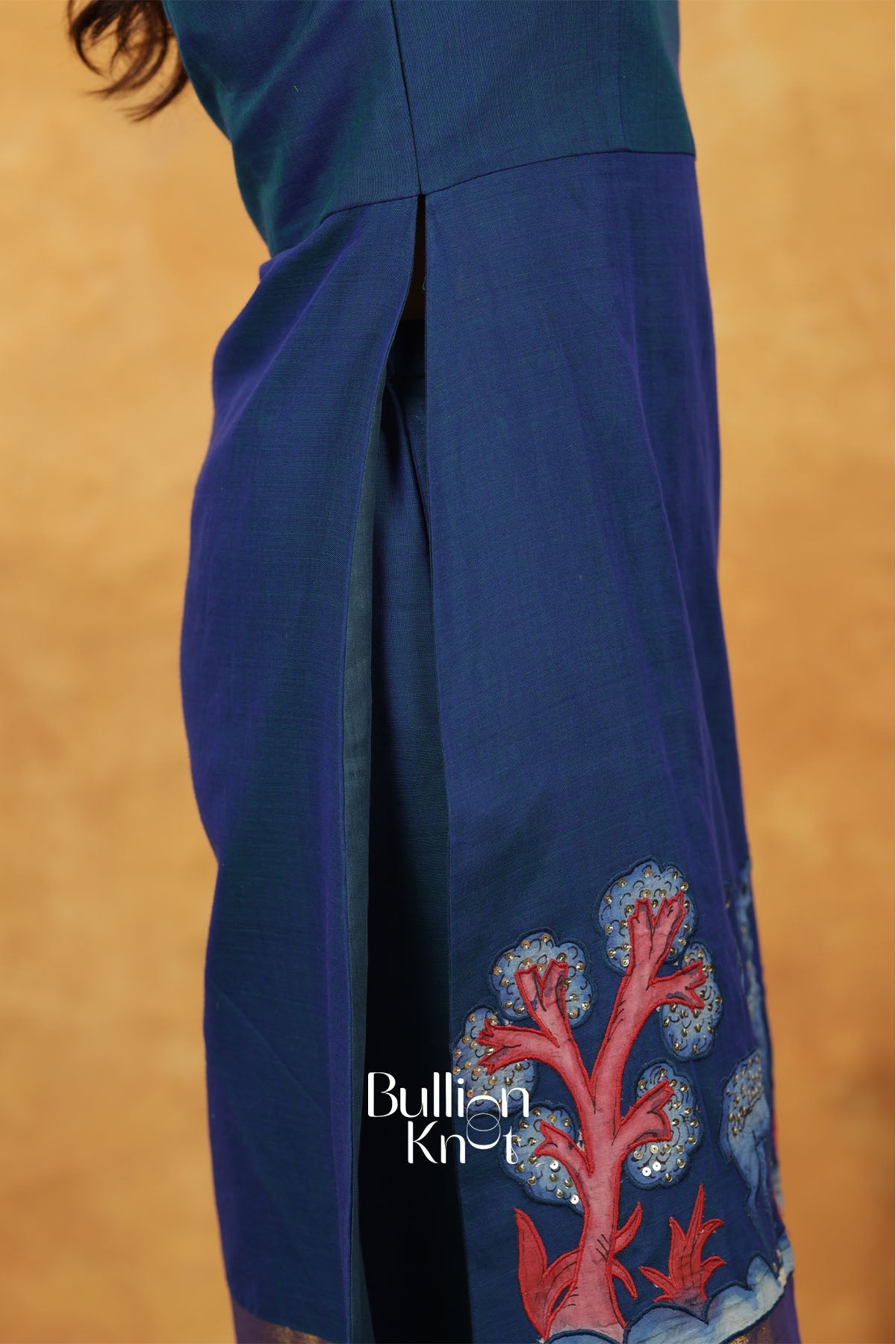 Bhavini Handloom kalamkari Blue Kurta Set