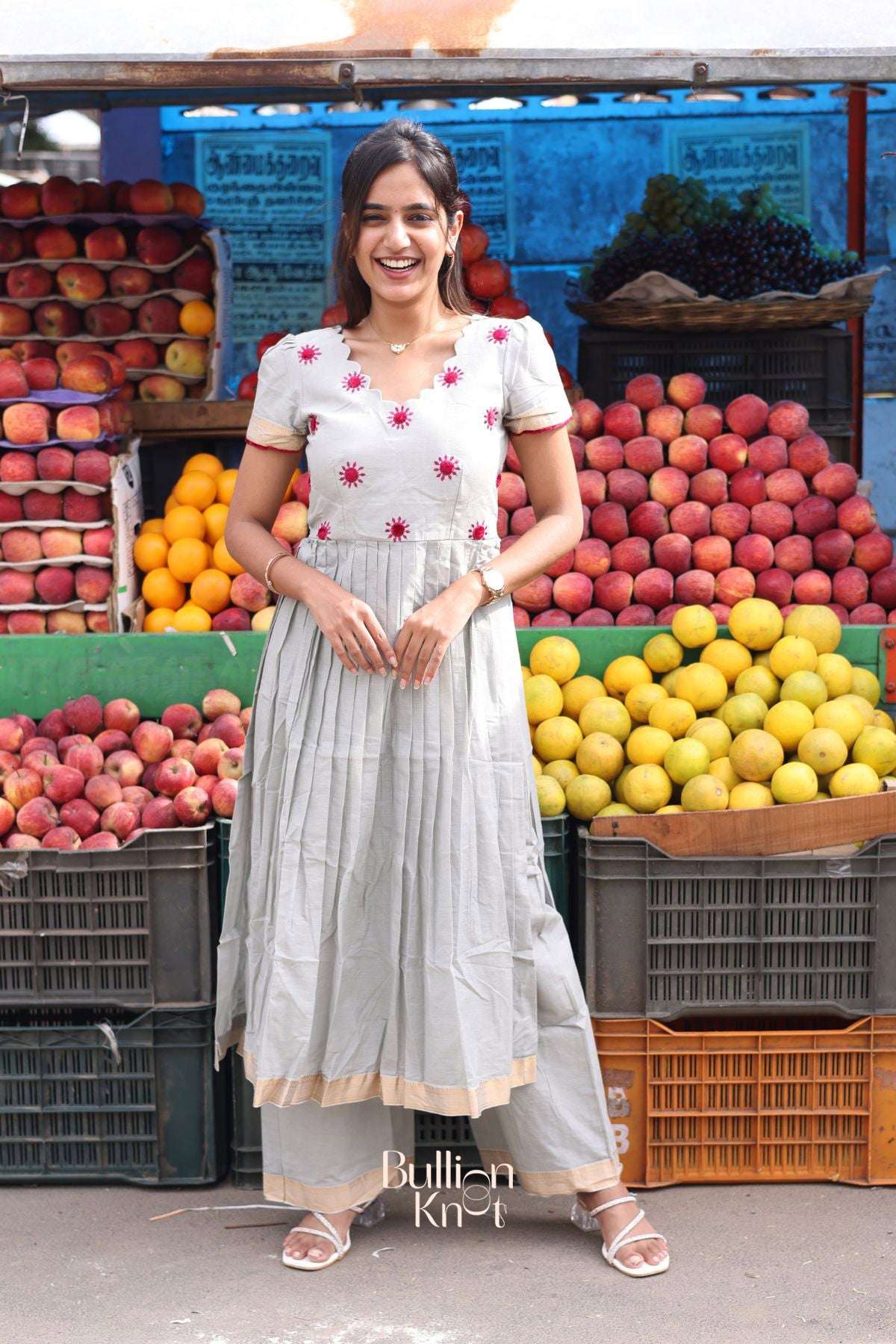 Kalki Handloom Kurta Set in Grey