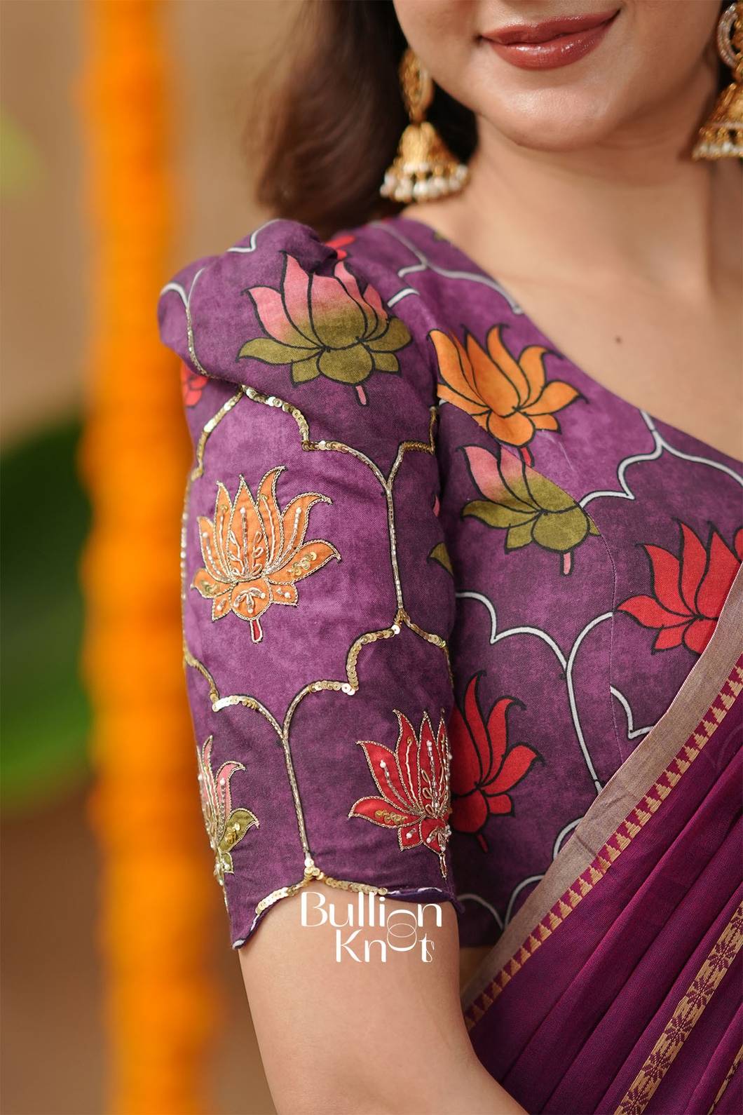 Kamalpadma 2-In-1 Half Saree Plum Purple Design