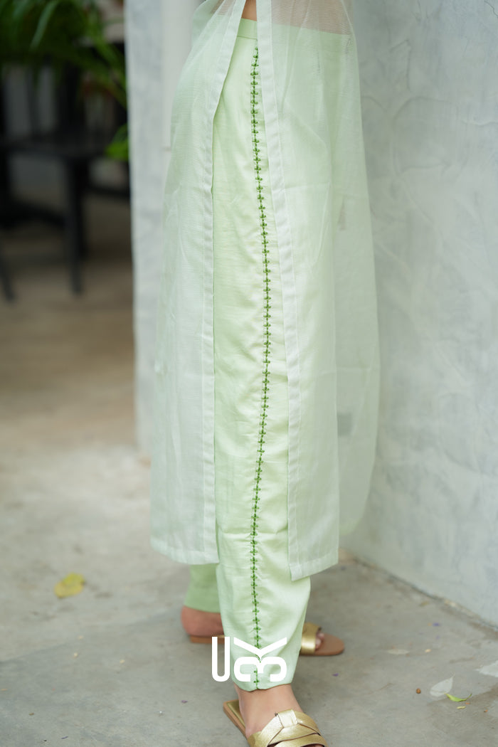 Keya Kota Doria Kurta Set (Dress) in Pastel Green