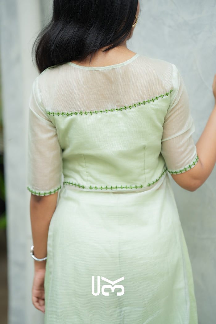 Keya Kota Doria Kurta Set (Dress) in Pastel Green