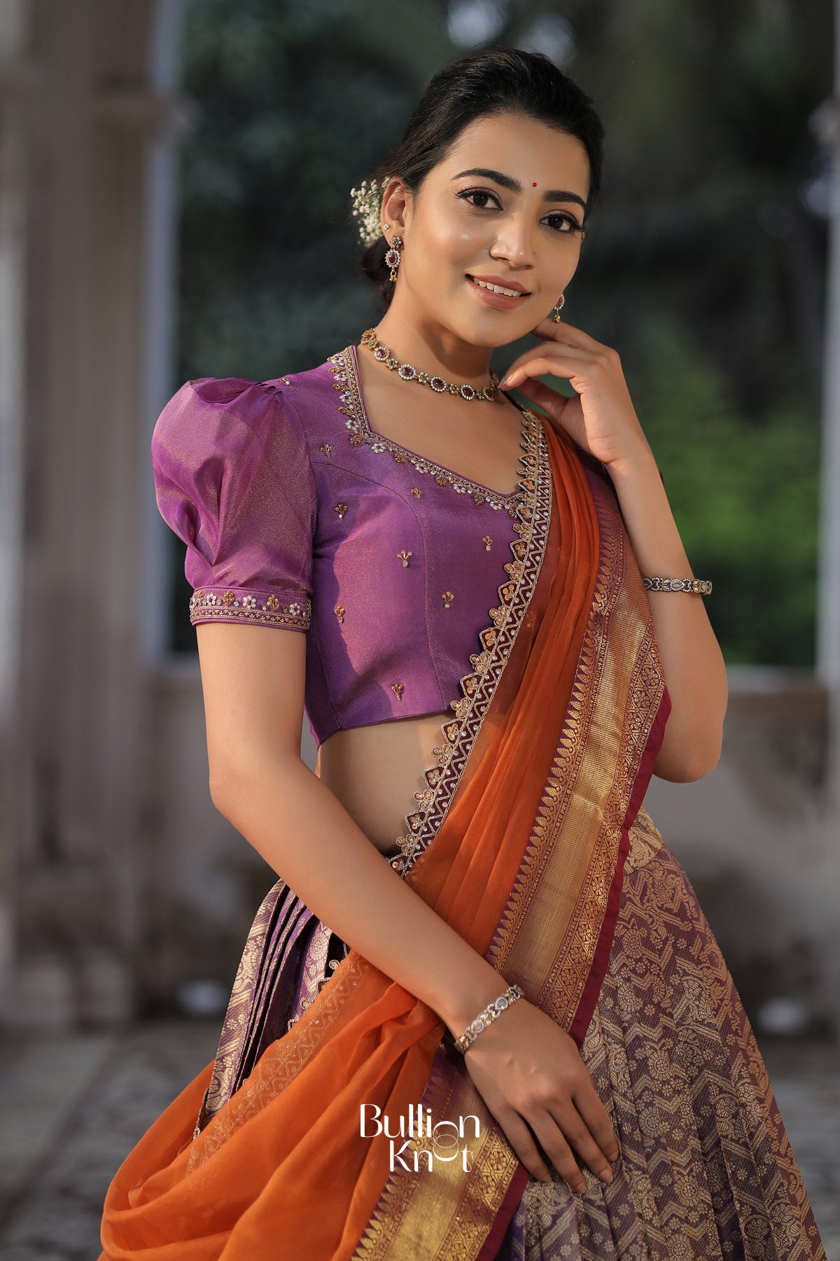 Kotarani Banarasi Lehenga Set in Lavender