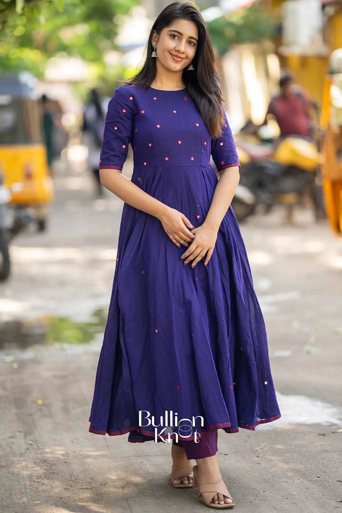 Kumari Blue Handloom Anarkali Dress