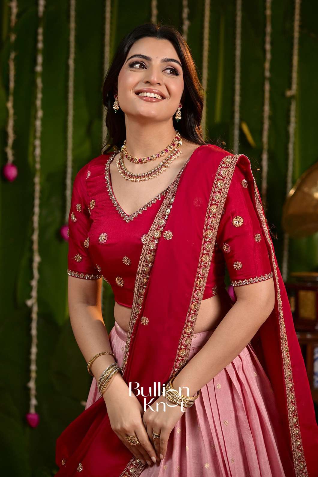 Laxmi Wine Russian Silk Lehenga Set - Ethnic Attire