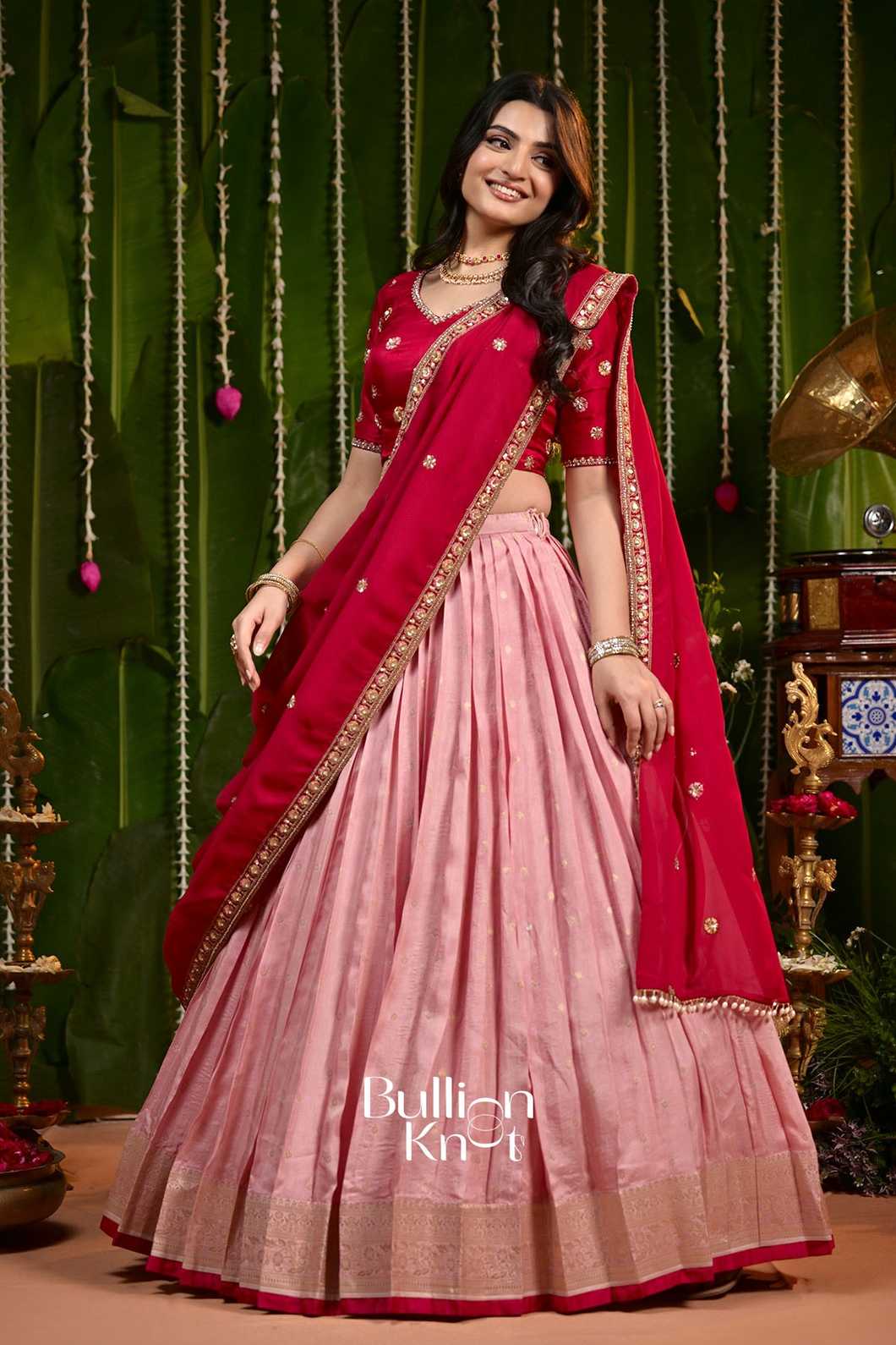 Laxmi Wine Russian Silk Lehenga Set - Ethnic Attire