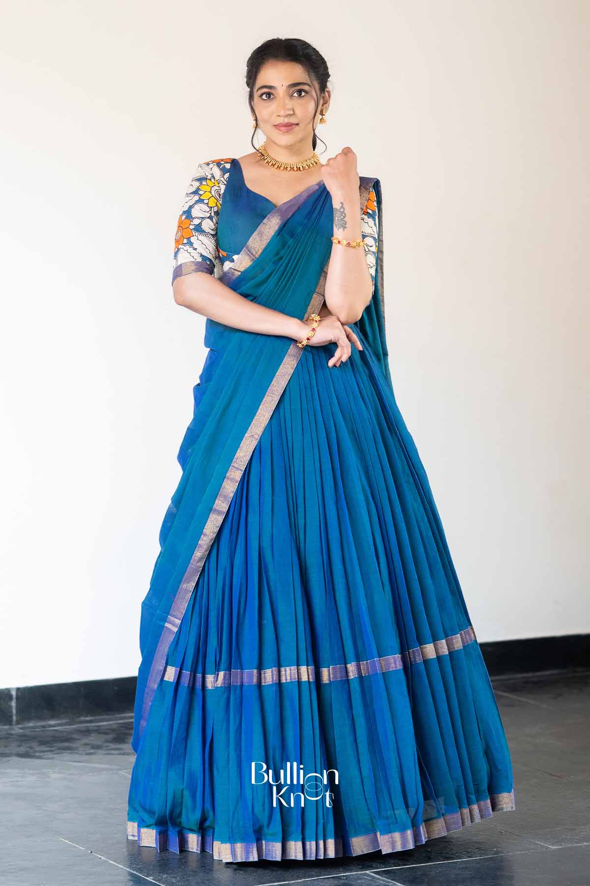 Morpankh | Indigo Handloom Half Saree| Festive Elegance