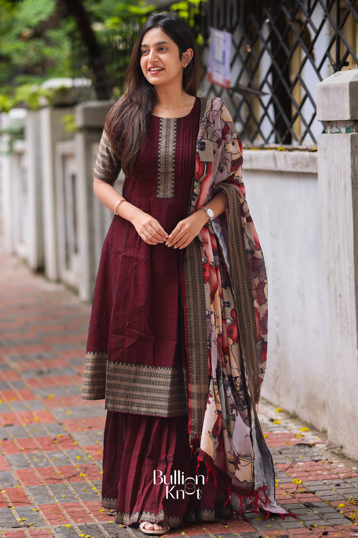 Maanvi Handloom Sharara Set In Maroon