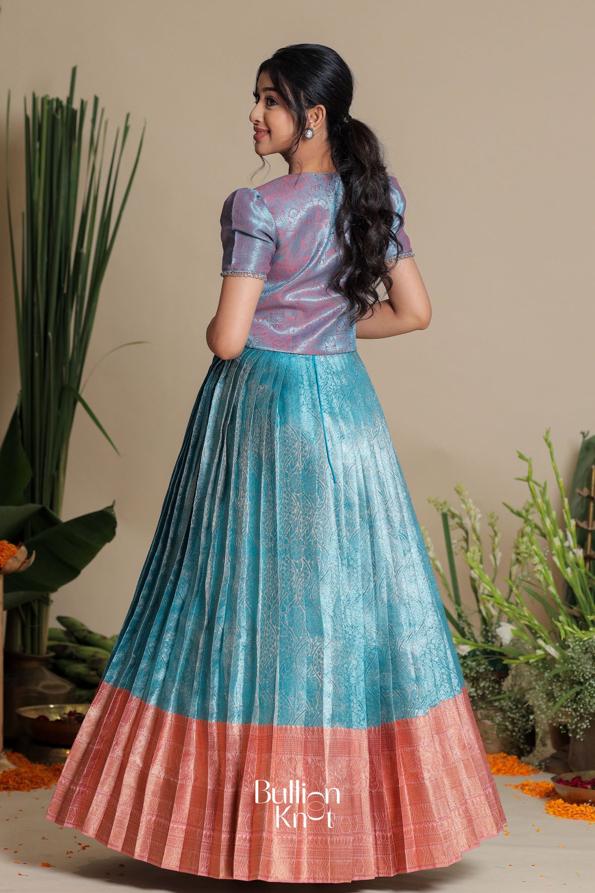 Madhu Silver Zari Jacket (Dress) in Pacific Blue