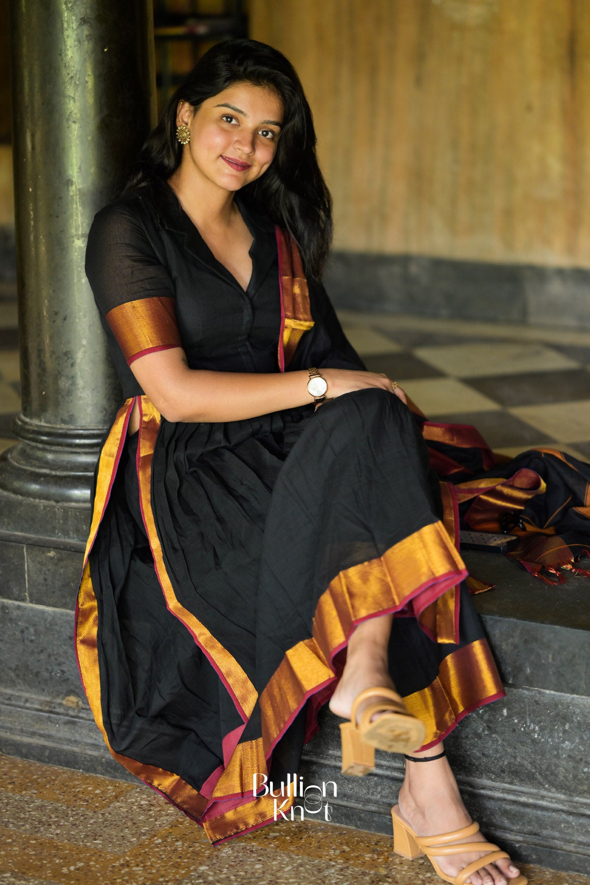 Malini Handloom Suit Set in Black