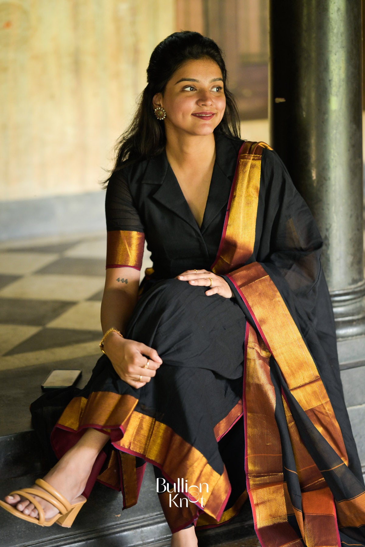 Malini Handloom Suit Set in Black