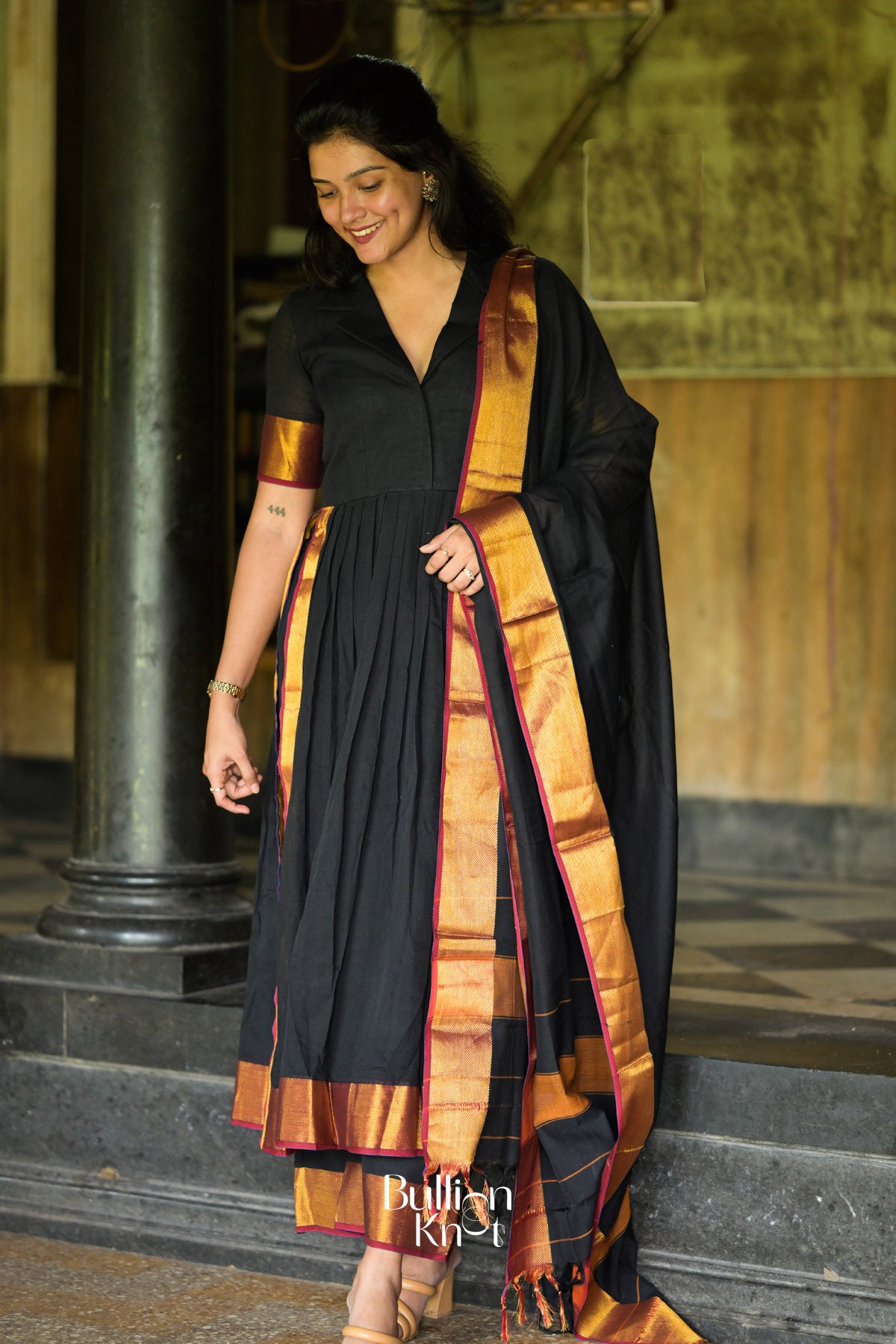 Malini Handloom Suit Set in Black