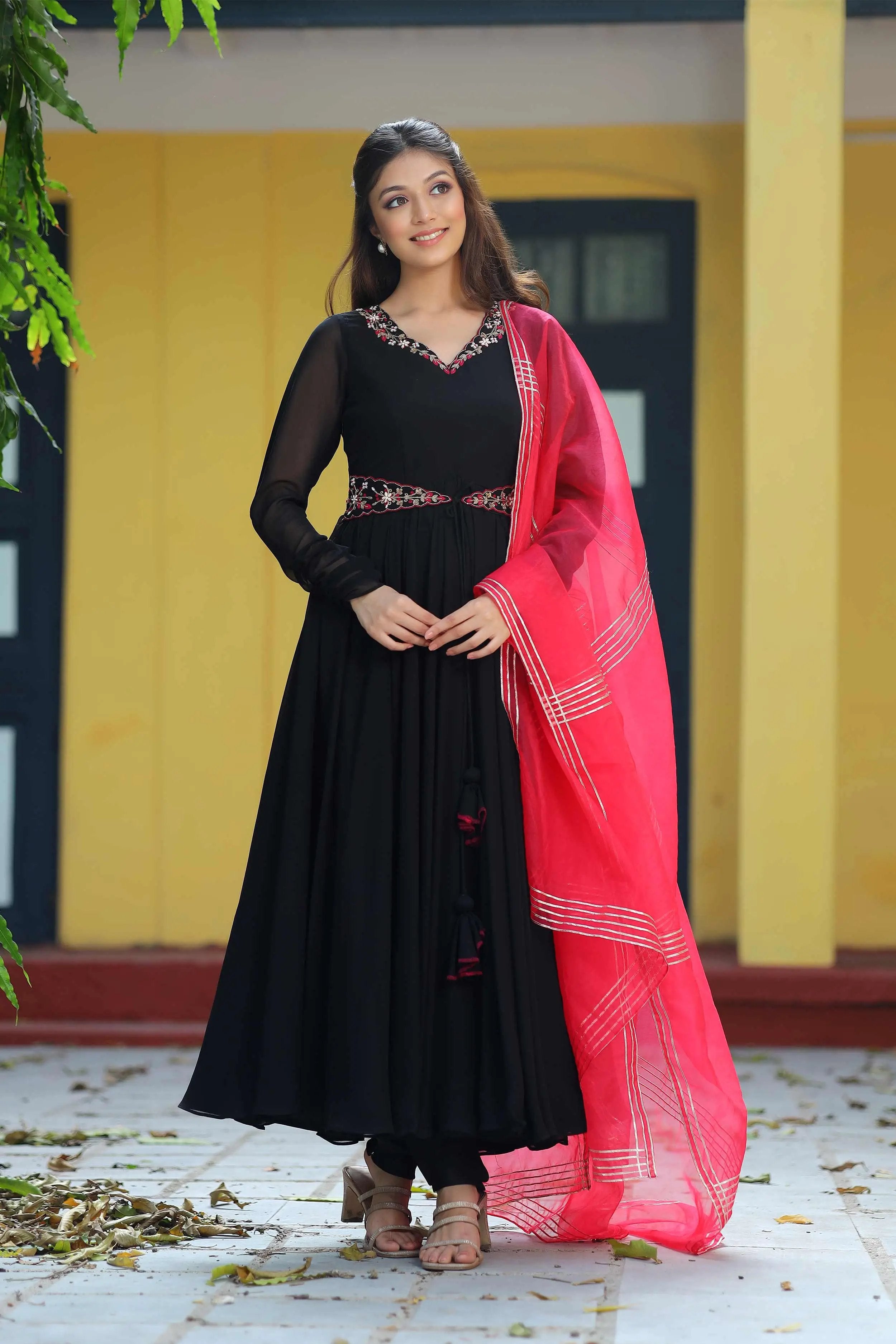 Mangolia Black Anarkali Set - Bullionknot