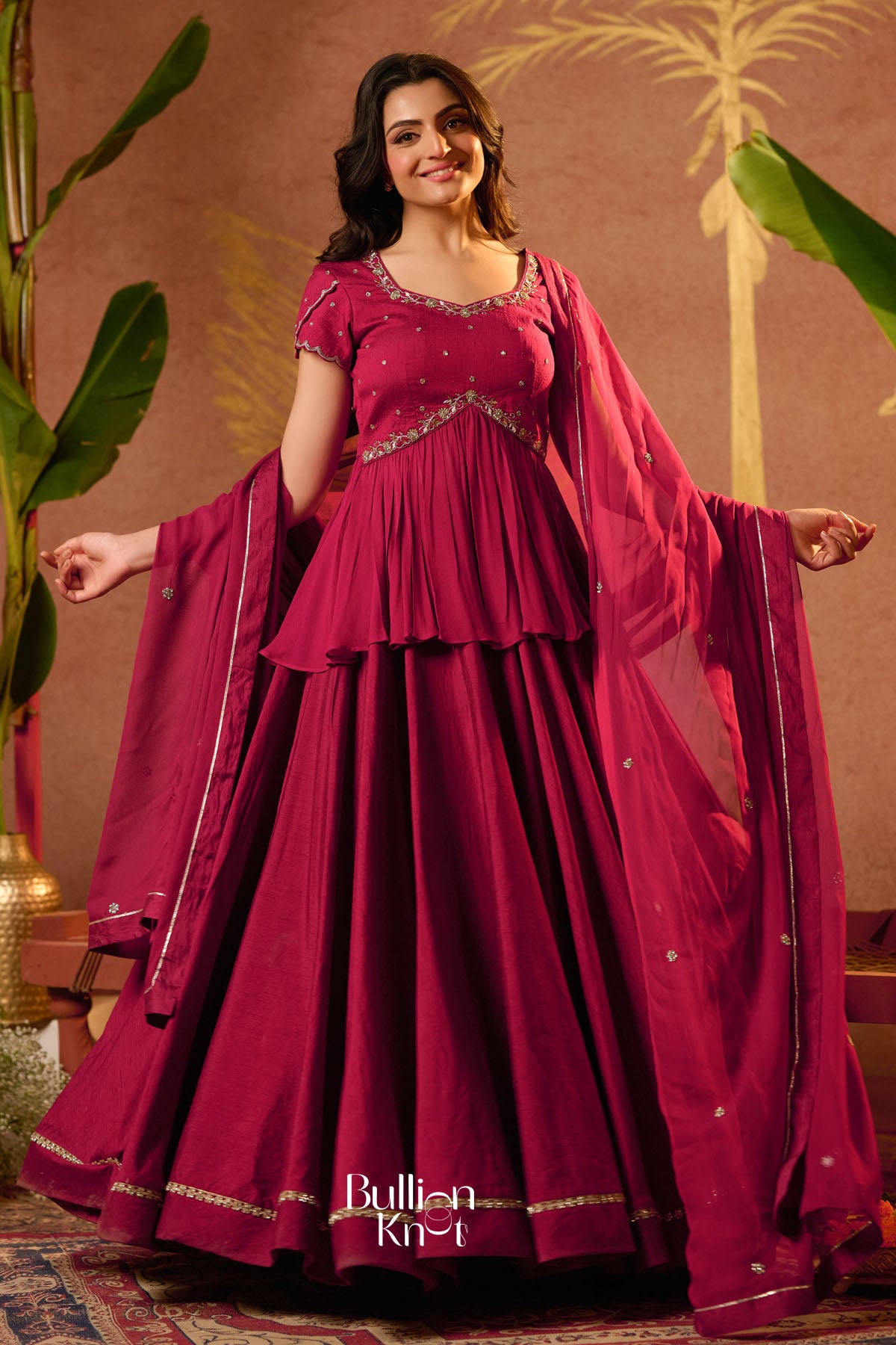 Woman in a pink traditional outfit