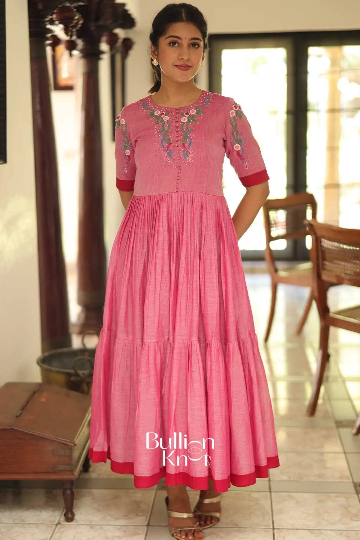 Eeshnika | Handloom Pink Midi For Summer