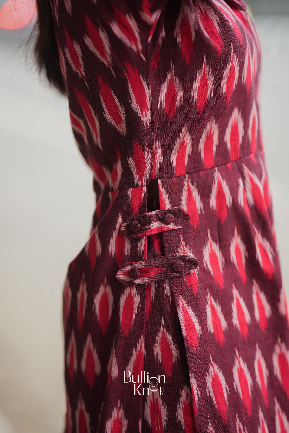 Milania Ikkat Co-ord Set in Maroon