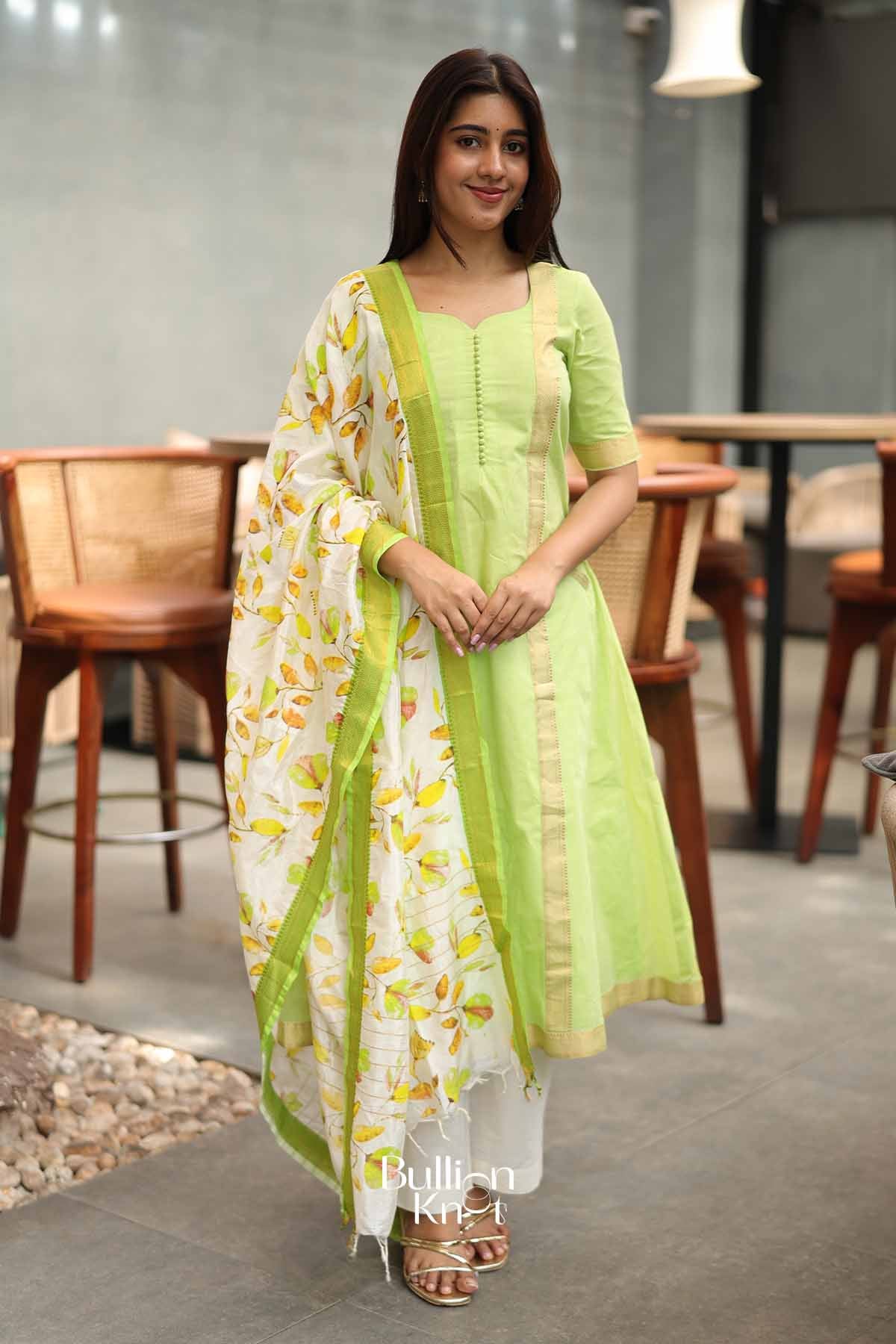 Mintara | Lime A-line Manglagauri Suit Set