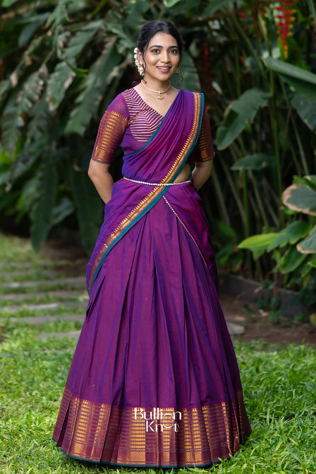 Nazakat | Magenta Handloom Half Saree | Festive Charm