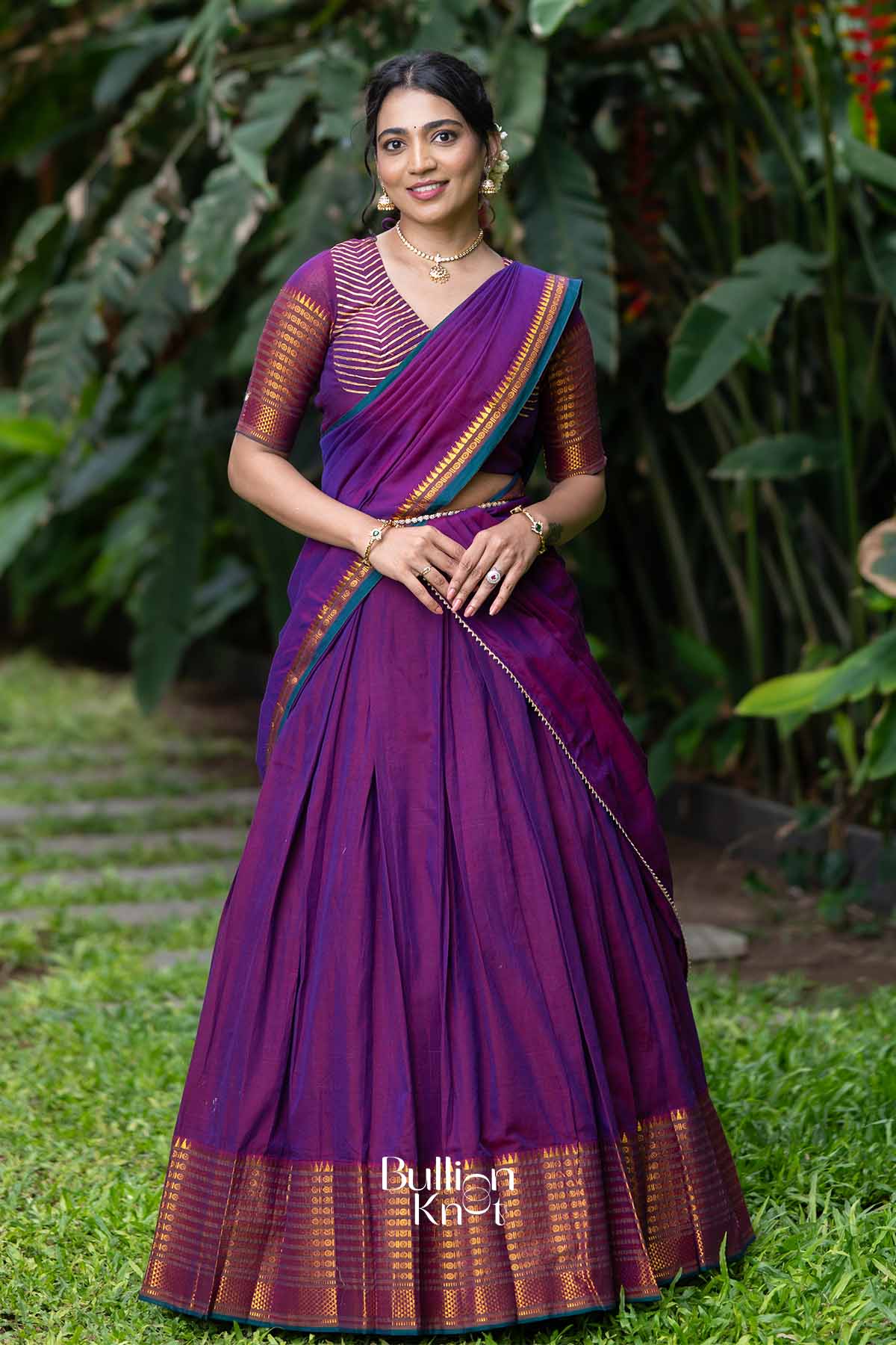 Nazakat | Magenta Handloom Half Saree | Festive Charm