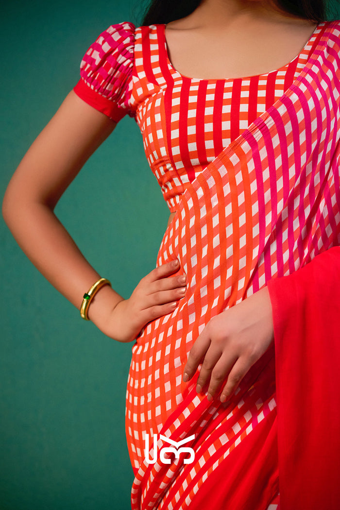 Nargis Saree in Orange