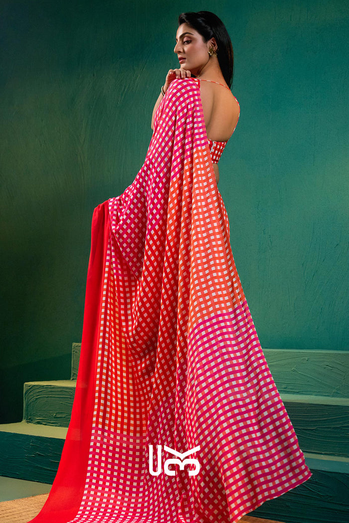 Nargis Saree in Orange