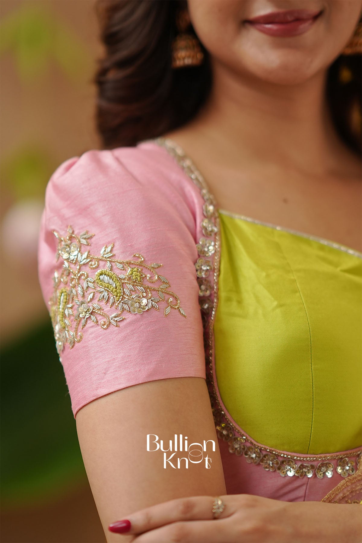 Lime Green Soft Silk blouse for Navya Lehenga Set