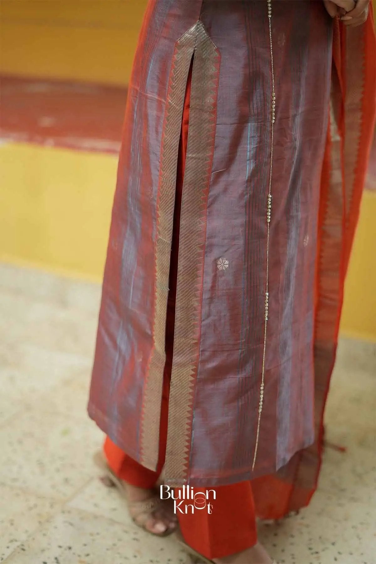 Niharika | Mangalagiri Cotton Maroon Suit Set for Festive Celebrations