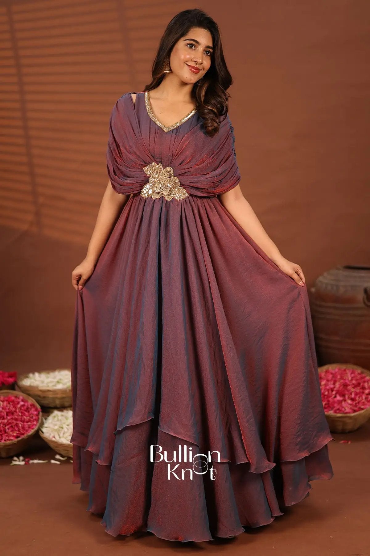 Nyasa Wine Indowestern Dress