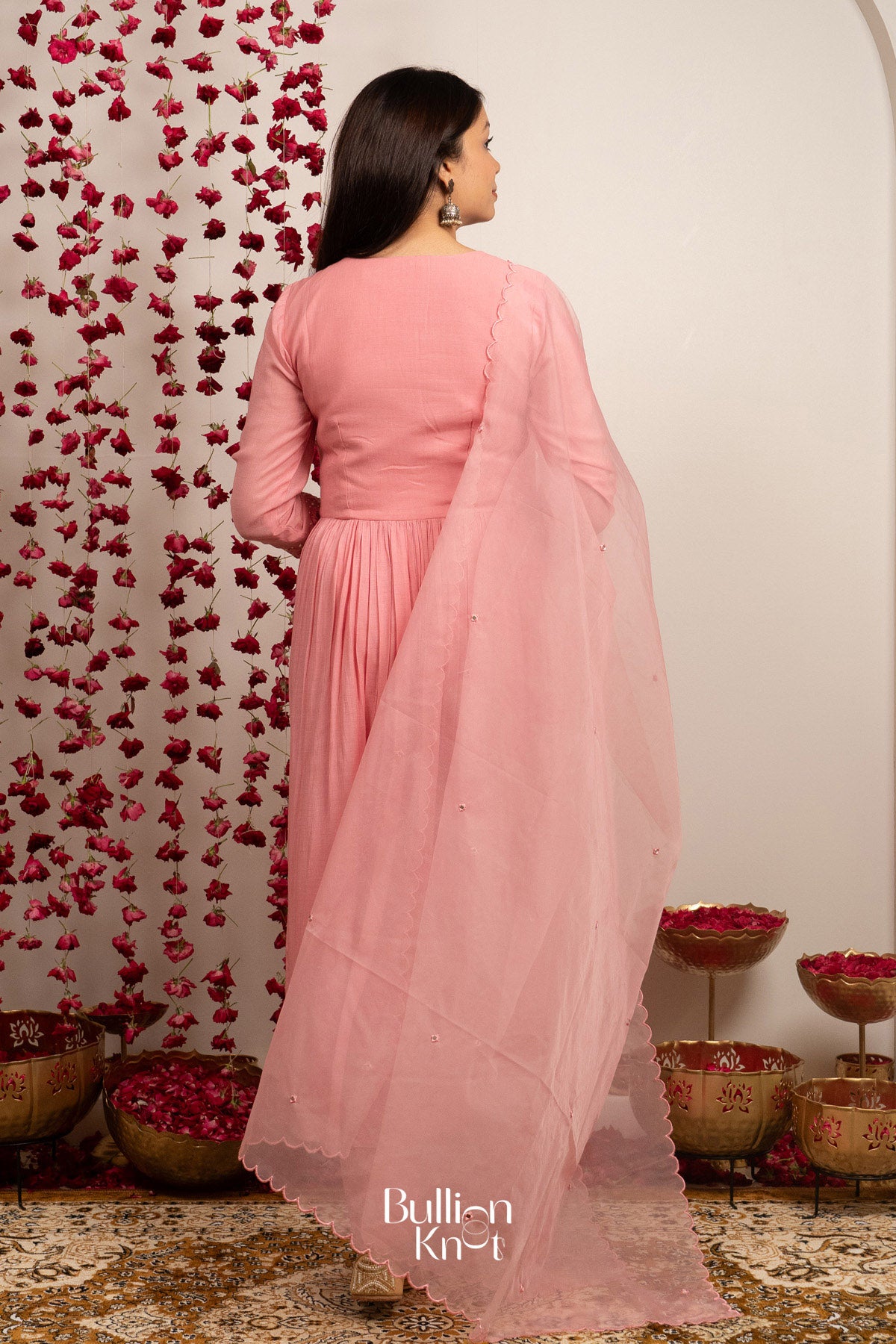Pink Parchhai Kurta Set (Dress) in Pink