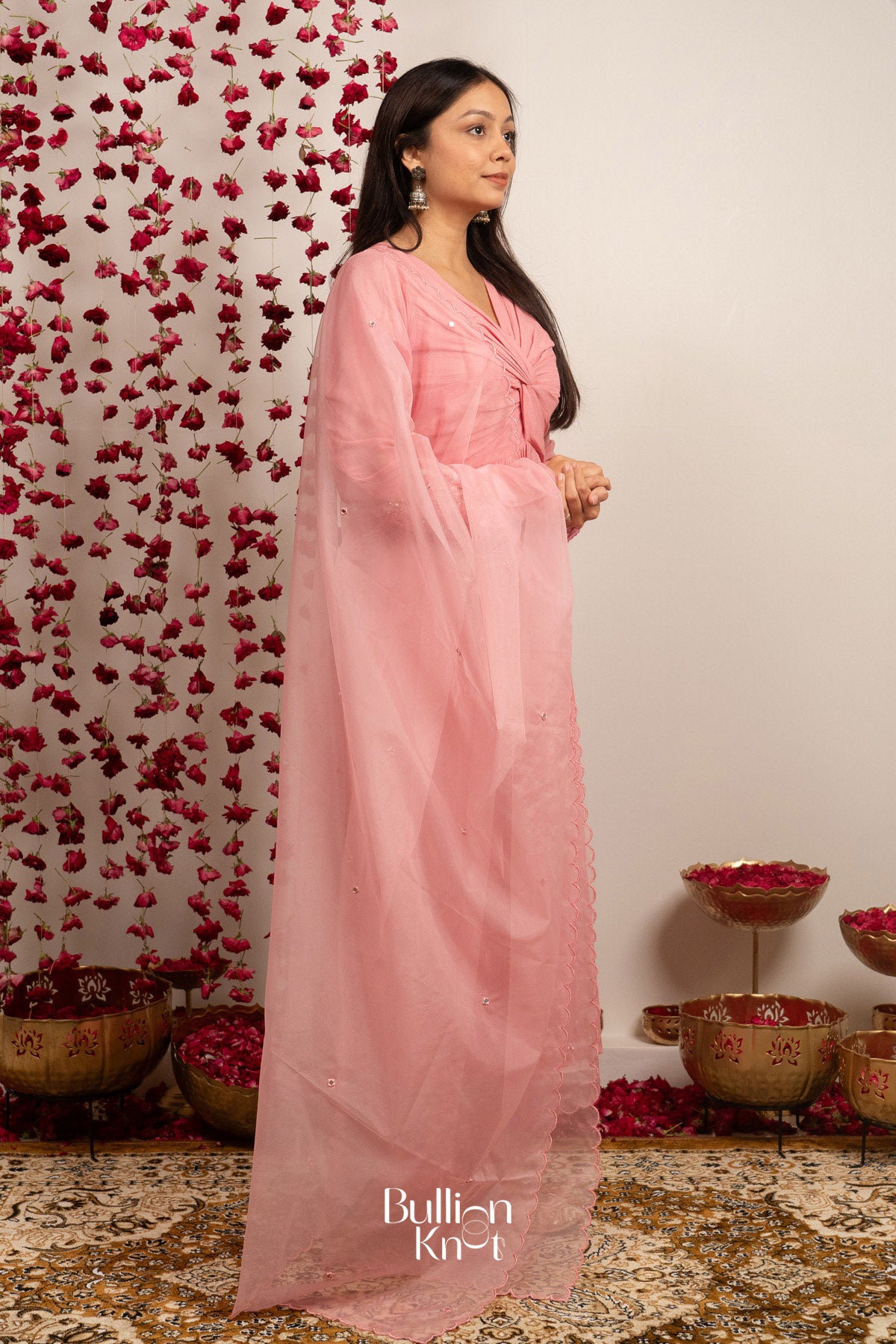 Pink Parchhai Kurta Set (Dress) in Pink