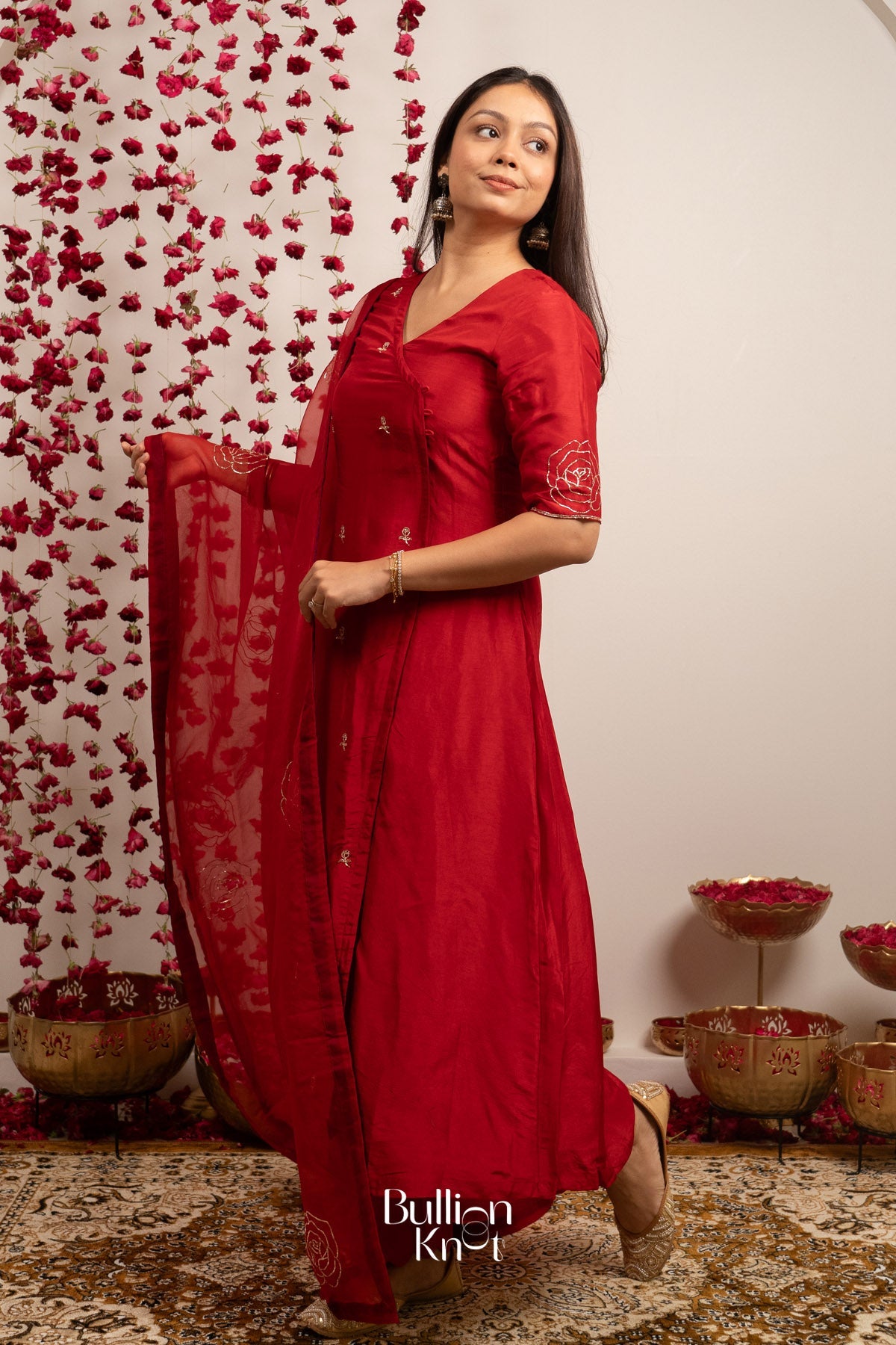 Sindoor Red A-line Suit Set(Dress)