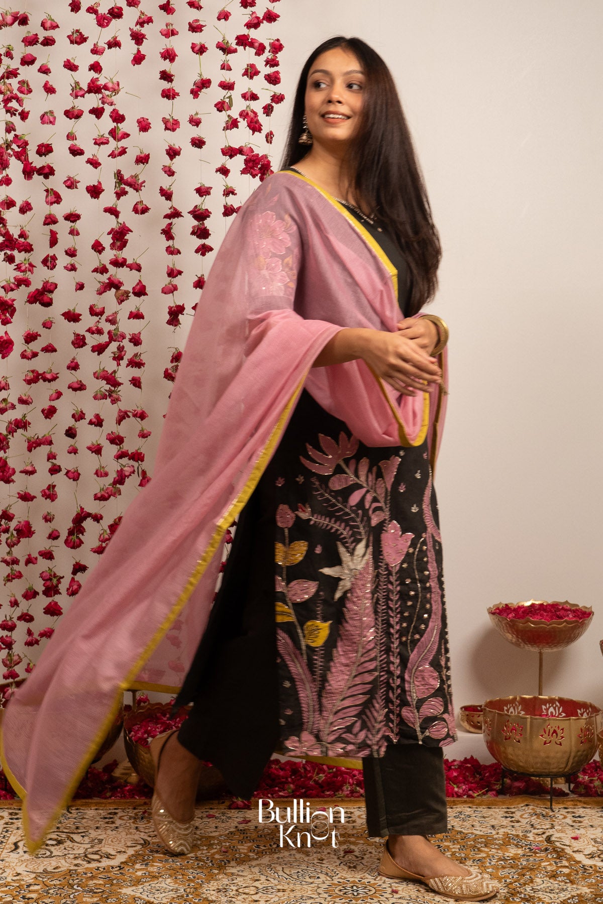 KalaKriti Pan Kalamkari Kurta Set In Black