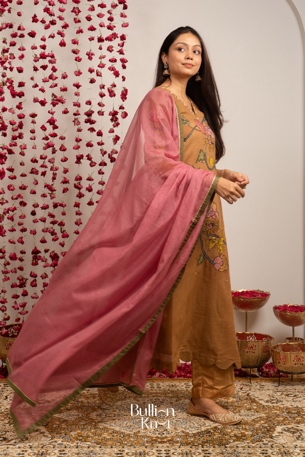 Riwaayat Pan Kalamkari Kurta Set In Ochre Yellow