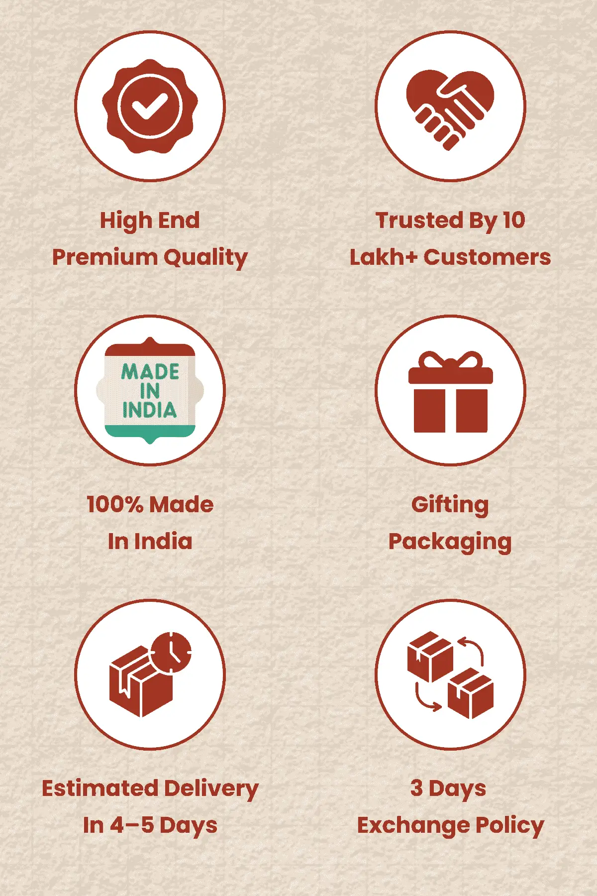 Gifting packaging and trusted quality icons for apparel