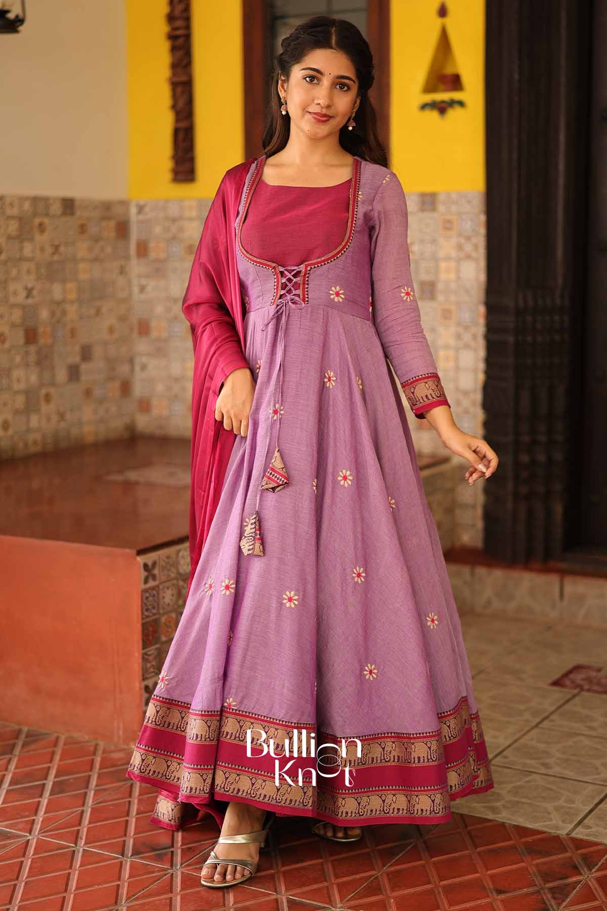 Shivani Lavender Handloom Anarkali Kurta Set