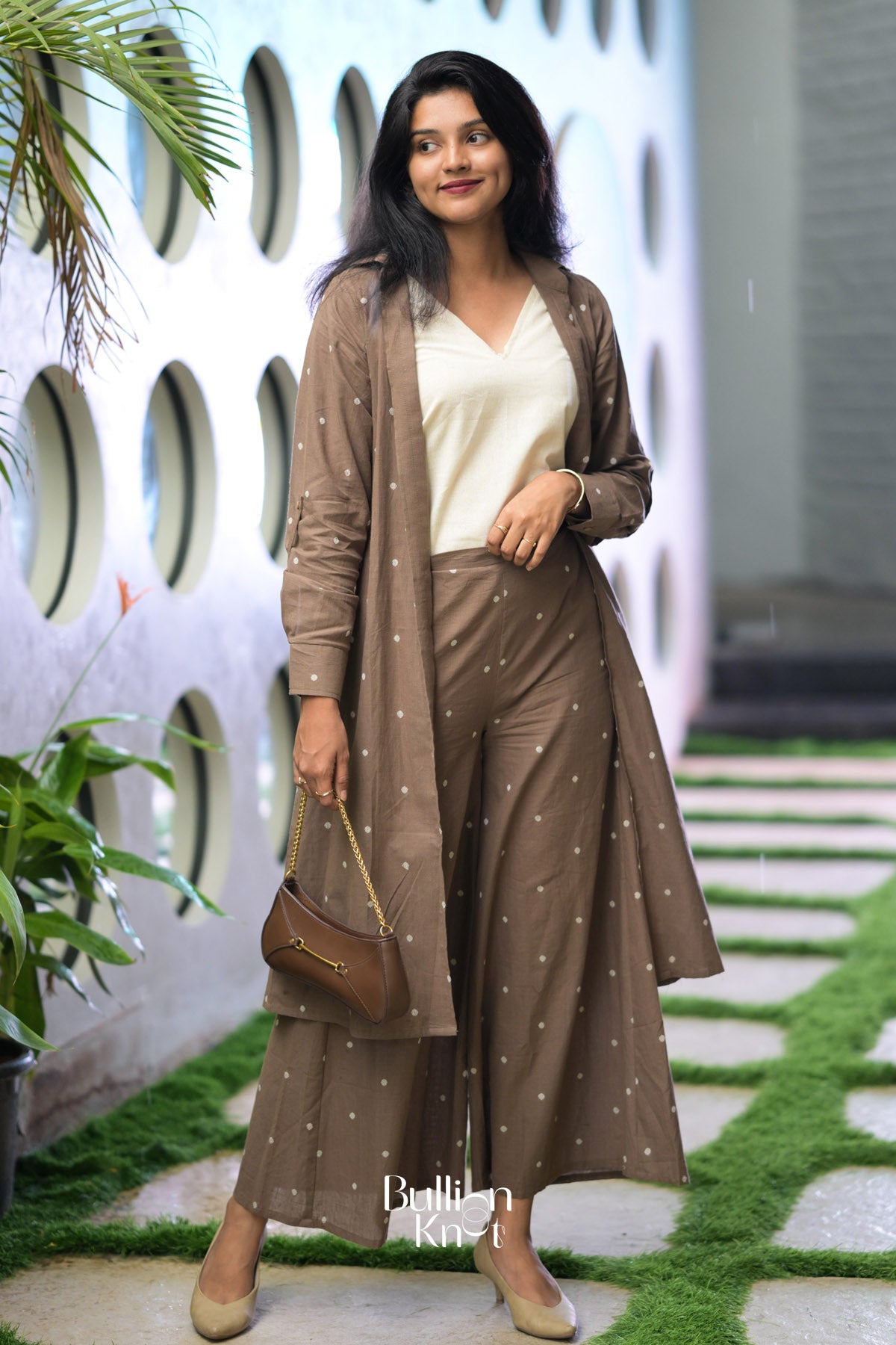 Paradise Handloom Office Wear in Pastel Brown