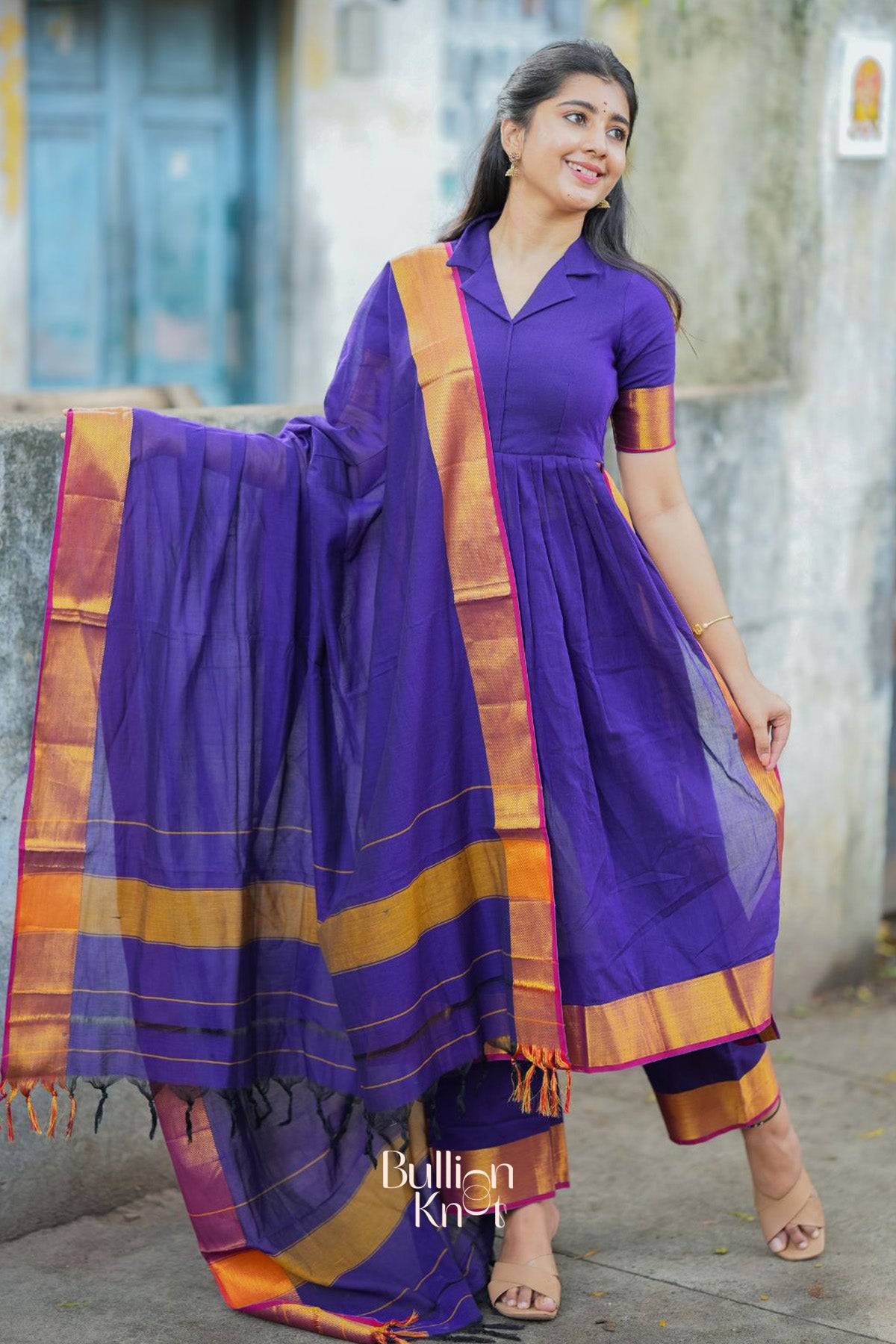 Paridhi Handloom Suit Set in Purple
