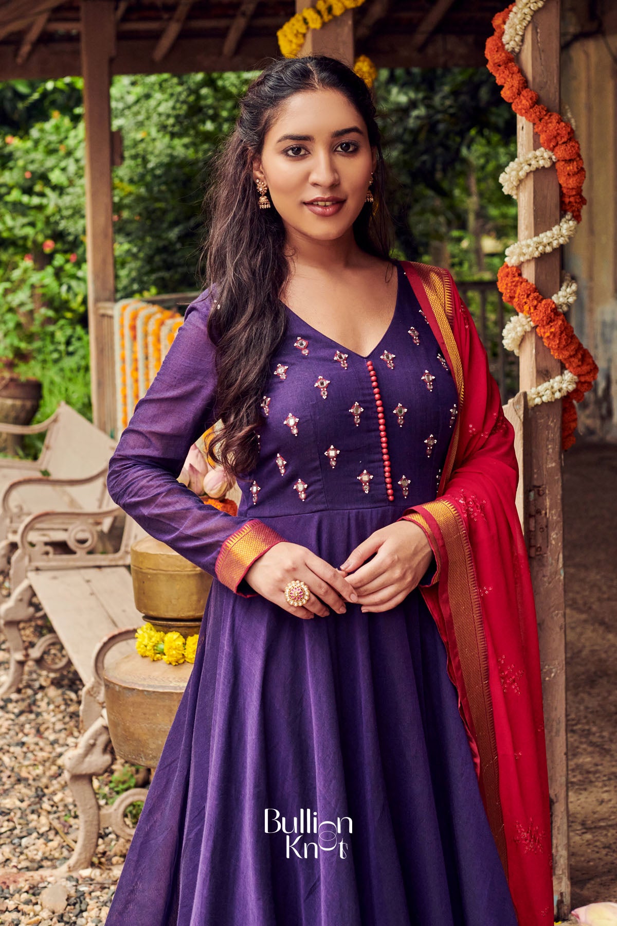 Pranusha Handloom Anarkali Dress in Purple