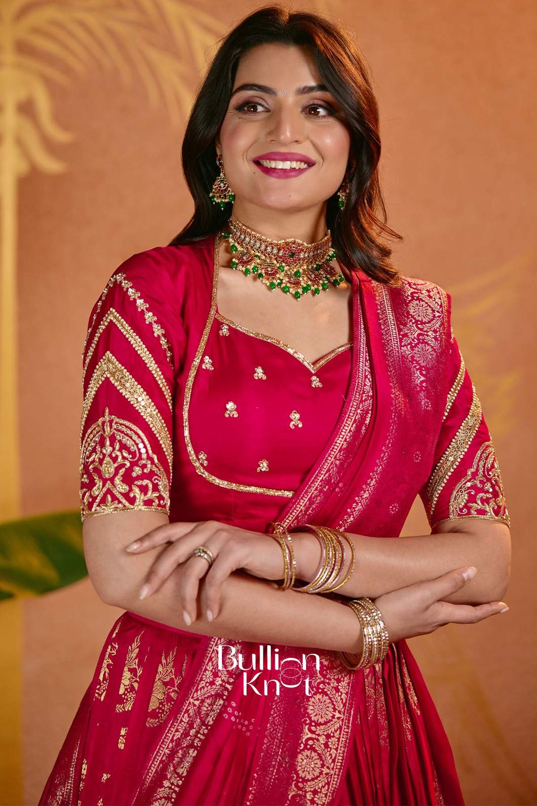 Prathna | Ruby Pink Viscose Lehenga Set for Celebrations