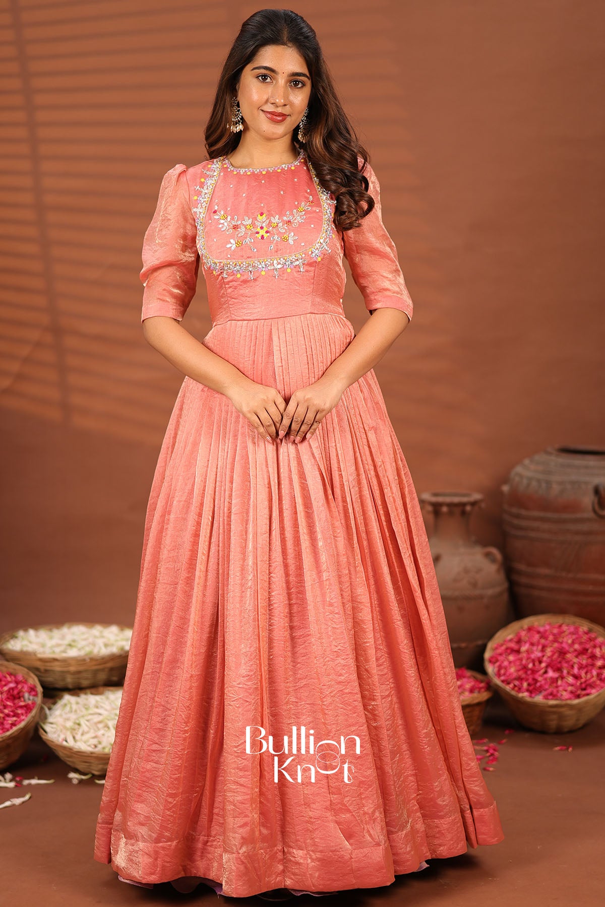 Priyanshi Pink Indowestern Gown Dress