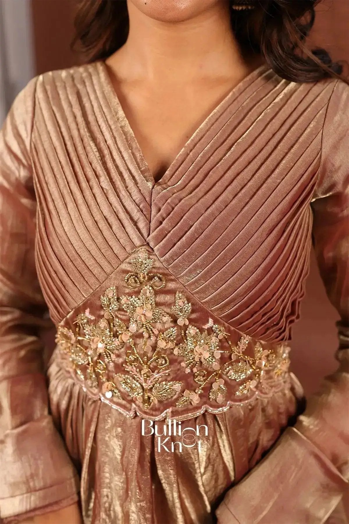 Prizam Copper Brown Indowestern Dress