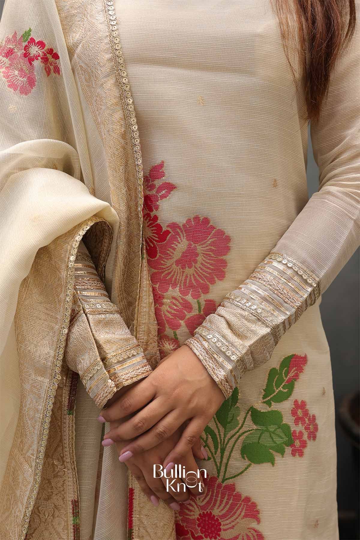 Pushpa Bahar | Ivory Golden Straight Suit Set
