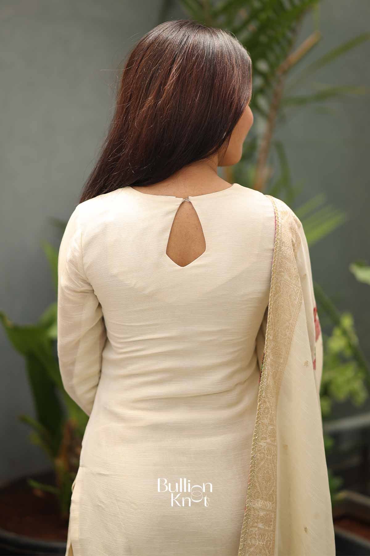 Pushpa Bahar | Ivory Golden Straight Suit Set