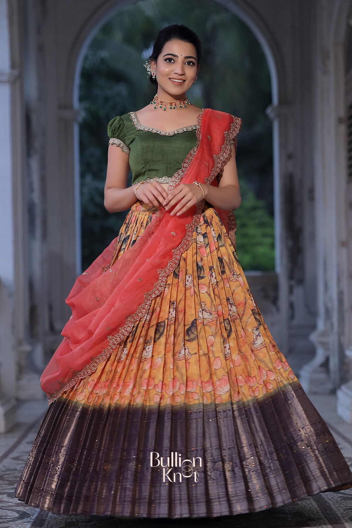 Sarojini Banarasi Lehenga Set in Green