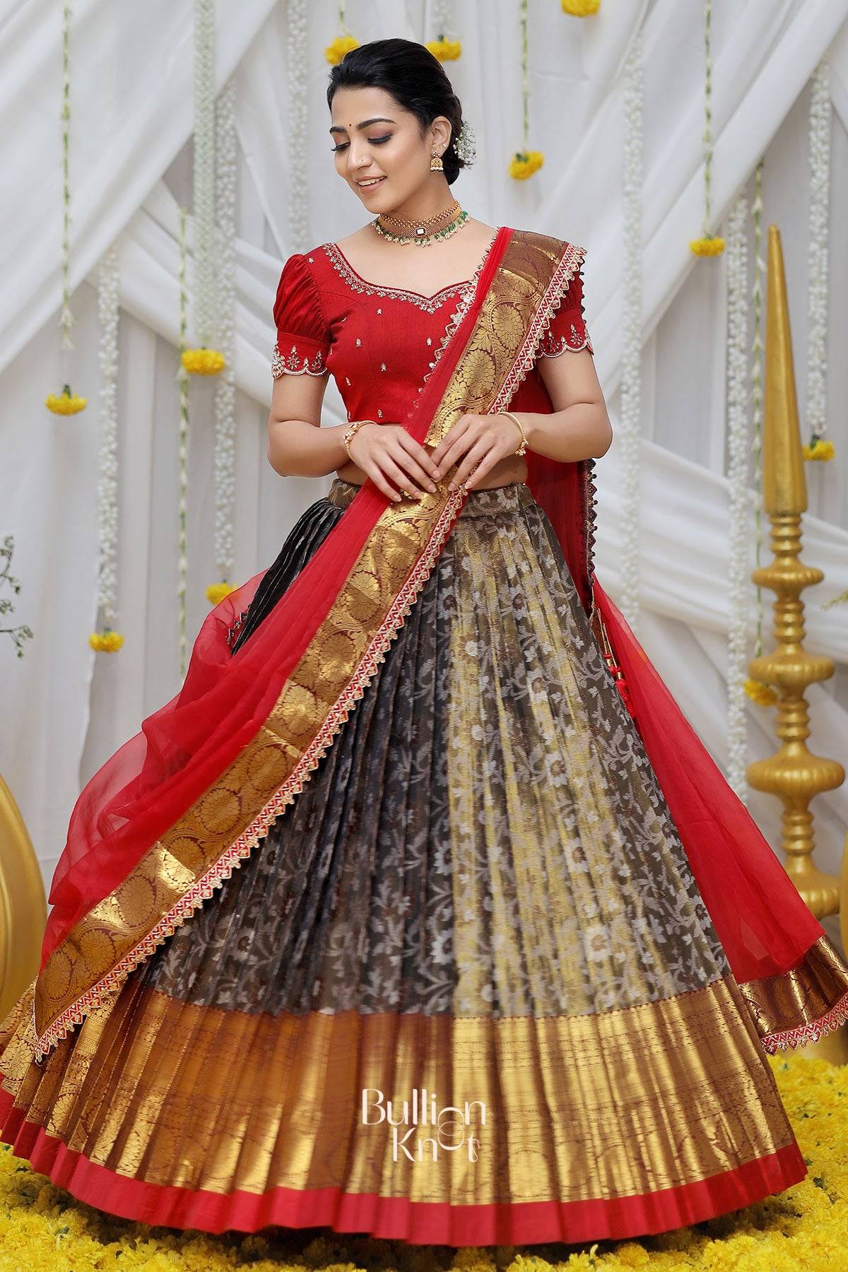 a women in ganga banarasi lehenga