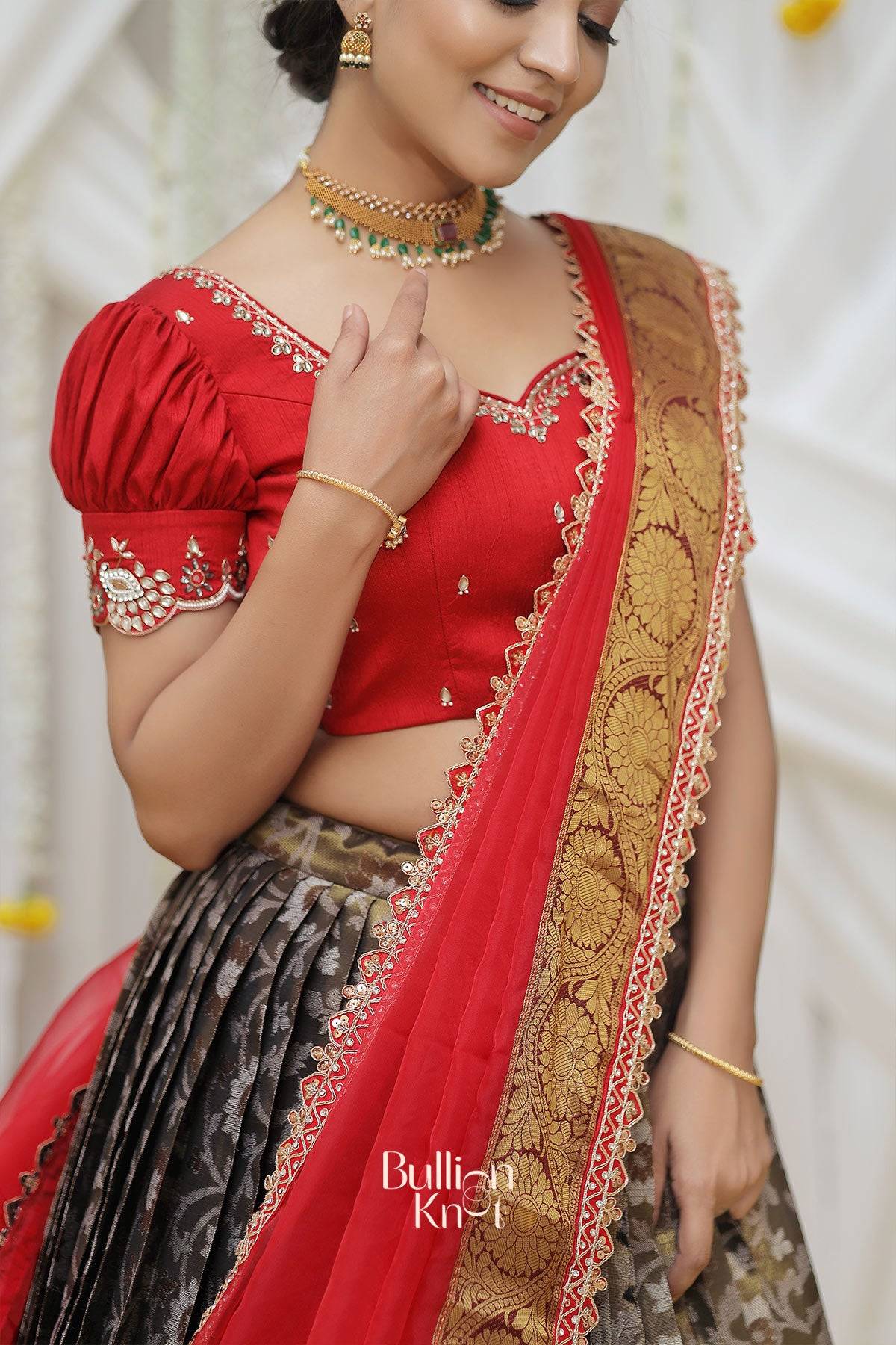 a women in ganga banarasi lehenga