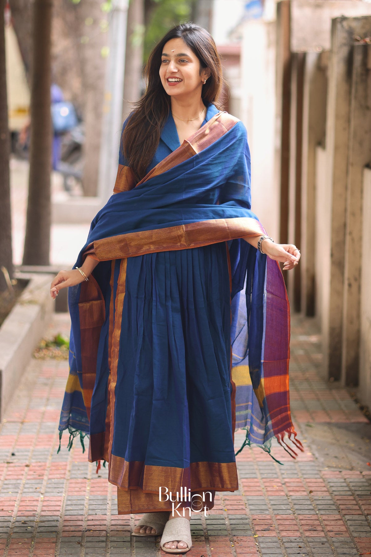 Radhika Handloom Suit Set in Royal Blue