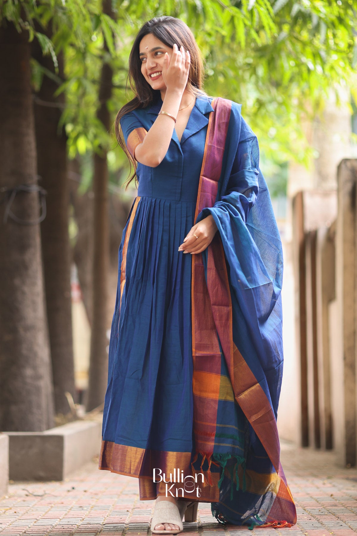 Radhika Handloom Suit Set in Royal Blue